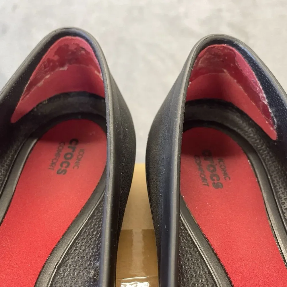 Crocs Lina Iconic Comfort Ballet Flats Womens 10 Black Lightweight Dress Shoes